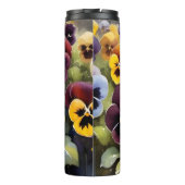 Gelbe und lila Stiefmütterchen Aquarellmalerei Thermosbecher (Rückseite)