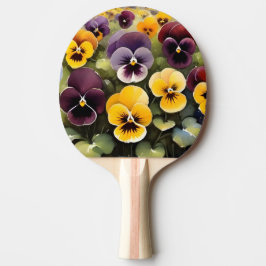 Gelbe und lila Stiefmütterchen Aquarellmalerei Tischtennis Schläger