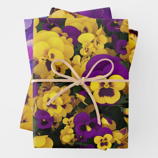 Gelbe und Lila Stiefmütterchen Geschenkpapier Set (Beispiel)