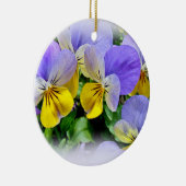 Gelbe und Lila Stiefmütterchen Keramik Ornament (Rechts)