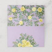 Gelbe und Lila Vintage Hochzeit Platzkarte (Außenseite Aufgefaltet)