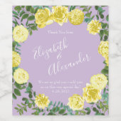 Gelbe und Lila Vintage Hochzeit Weinetikett (Einzelnes Label)