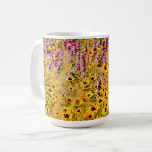 Gelbe und Lila Wildblumen Kaffee-Cup-Tasse Kaffeetasse (Vorderseite Links)