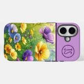 Gelbe und Lila Wildblumen Mit Monogramm Case-Mate iPhone Hülle (Rückseite (Horizontal))