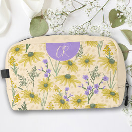 Gelbe und Lila Wildblumen Waschbeutel