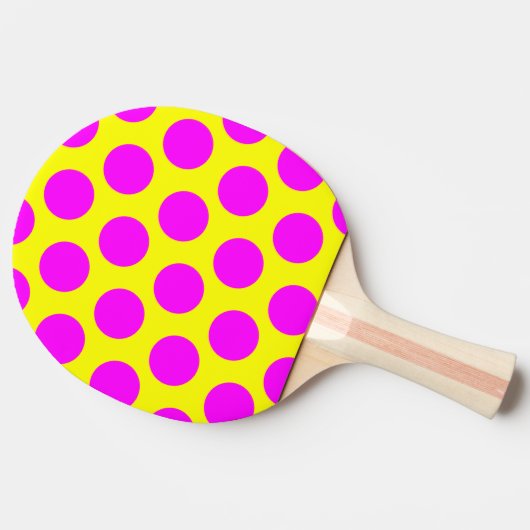 Gelbe und Magenta Polka Dots Tischtennis Schläger (Seitenansicht)