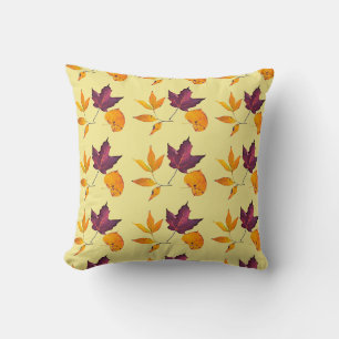 Gelbe und Mauve Herbstblätter Herbst Kissen