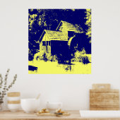 Gelbe und Navy-Blue-Mabry-Mühle Poster (Küche)