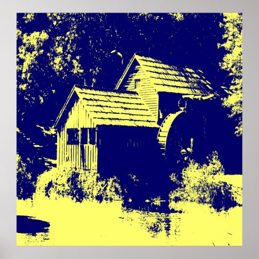Gelbe und Navy-Blue-Mabry-Mühle Poster (Vorne)