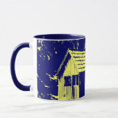 Gelbe und Navy-Blue-Mabry-Mühle Tasse (Links)