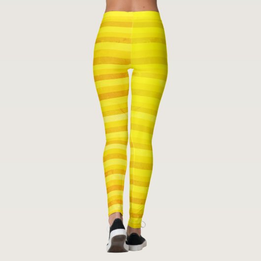 Gelbe und ockerfarbene Streifen Leggings (Rückseite)