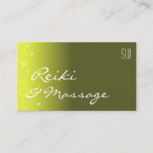 Gelbe und olibergrüne Glitzer mit Initialen Visitenkarte (Vorderseite)