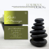 Gelbe und olibergrüne Glitzer mit Initialen Visitenkarte