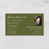 Gelbe und olivgrüne Glitzer mit Foto Visitenkarte (Rückseite)