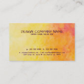 Gelbe und orange Abstrakte Aquarellfarben Hintergr Visitenkarte (Rückseite)