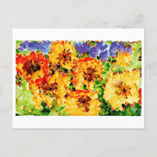 Gelbe und orange Blume mit lila Himmel Postkarte