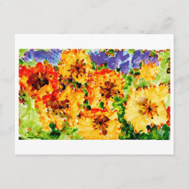 Gelbe und orange Blume mit lila Himmel Postkarte
