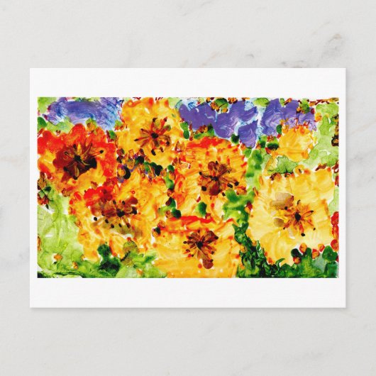 Gelbe und orange Blume mit lila Himmel Postkarte (Vorderseite)