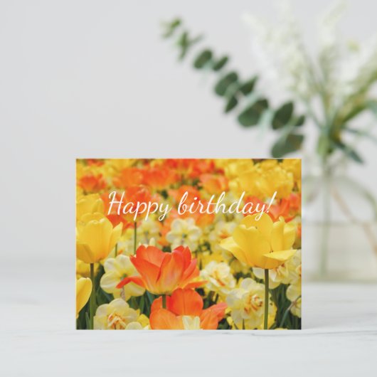 Gelbe und orange Blume Postkarte (Stehend Vorderseite)