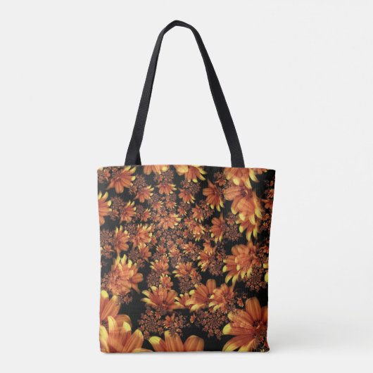 Gelbe und orange Blumenentwurfs-Taschen-Tasche Tasche (Rückseite)