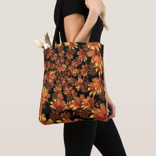 Gelbe und orange Blumenentwurfs-Taschen-Tasche Tasche (Von Nahem)