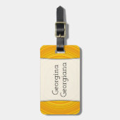 Gelbe und orange gekrümmte Linien + Gepäckanhänger (Vorderseite vertikal)