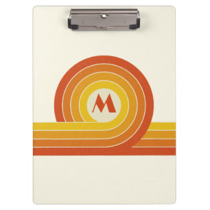 Gelbe und orange Retro-Kreise und -Linien Klemmbrett
