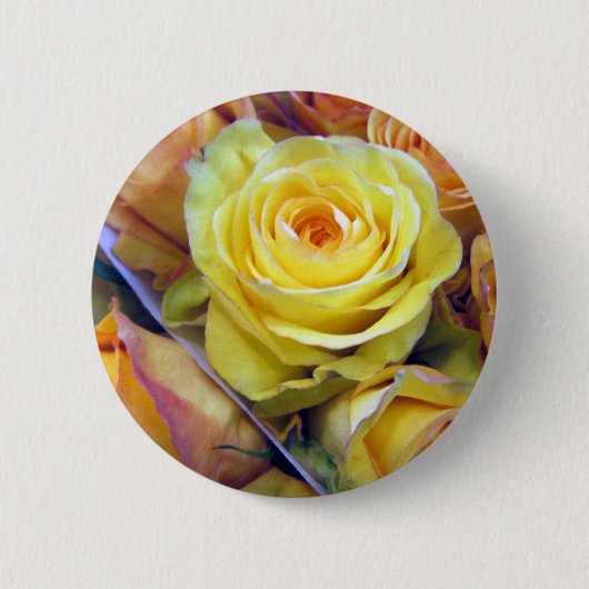 Gelbe und orange Rose Button (Vorderseite)