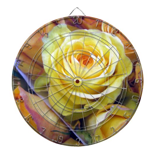 Gelbe und orange Rose Dartscheibe (vorne)
