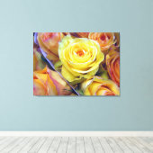 Gelbe und orange Rose Leinwand (Insitu (Holzboden))