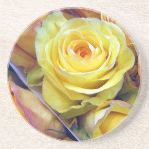 Gelbe und orange Rose Sandstein Untersetzer