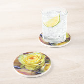Gelbe und orange Rose Sandstein Untersetzer (Seite)