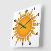 Gelbe und orange Sommersonne Quadratische Wanduhr (Winkel)