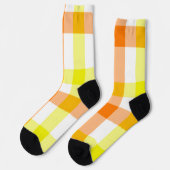 Gelbe und orange Streifen Socken (Linkes Detail)
