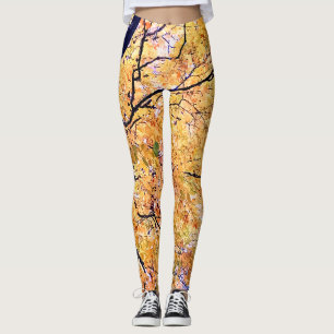 Gelbe und orangefarbene Blätter Leggings