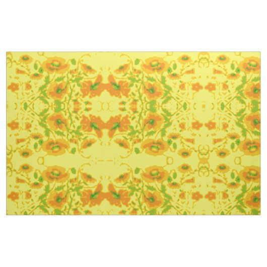 Gelbe und orangefarbene Blütenstoffe Stoff (Fat Quarter (45,7 x 55,9 cm))