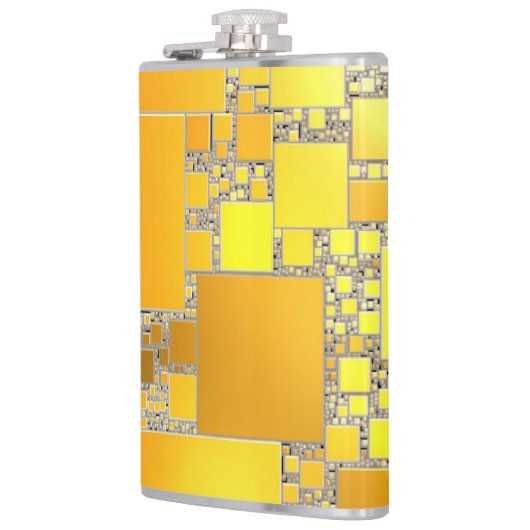 Gelbe und orangefarbene Flasche Flachmann (Links)