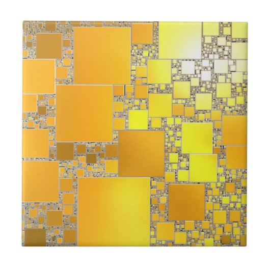 Gelbe und orangefarbene Keramik Fliese (Vorderseite)