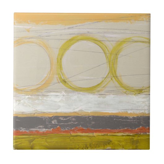 Gelbe und orangefarbene Kreise auf mehrfarbigem Hi Fliese (Vorderseite)