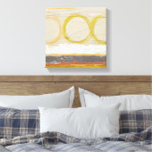 Gelbe und orangefarbene Kreise auf mehrfarbigem Hi Leinwanddruck (Insitu (Schlafzimmer))