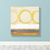 Gelbe und orangefarbene Kreise auf mehrfarbigem Hi Leinwanddruck (Insitu (Holzboden))