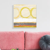 Gelbe und orangefarbene Kreise auf mehrfarbigem Hi Leinwanddruck (Insitu (Wohnzimmer))
