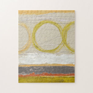 Gelbe und orangefarbene Kreise auf mehrfarbigem Hi Puzzle