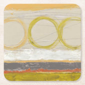 Gelbe und orangefarbene Kreise auf mehrfarbigem Hi Rechteckiger Pappuntersetzer (Vorderseite)