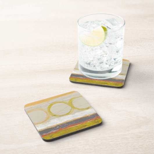 Gelbe und orangefarbene Kreise auf mehrfarbigem Hi Untersetzer (Rechte Seite)