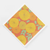 Gelbe und orangefarbene Kreislaufblüten Serviette (Ecke)