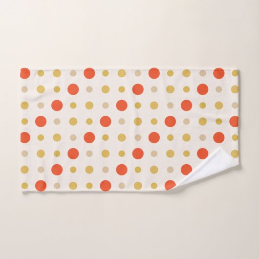 Gelbe und orangefarbene Punkte Badhandtuch Set (Handtuch)