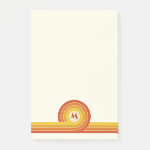 Gelbe und orangefarbene Retro-Kreise und -Linien Post-it Klebezettel