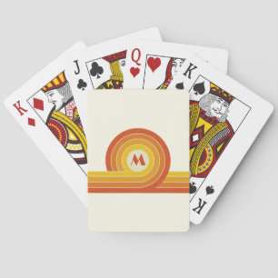 Gelbe und orangefarbene Retro-Kreise und -Linien Spielkarten