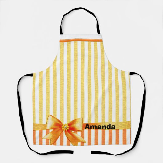 Gelbe und orangefarbene Streifen, personalisiertes Schürze (Vorderseite)